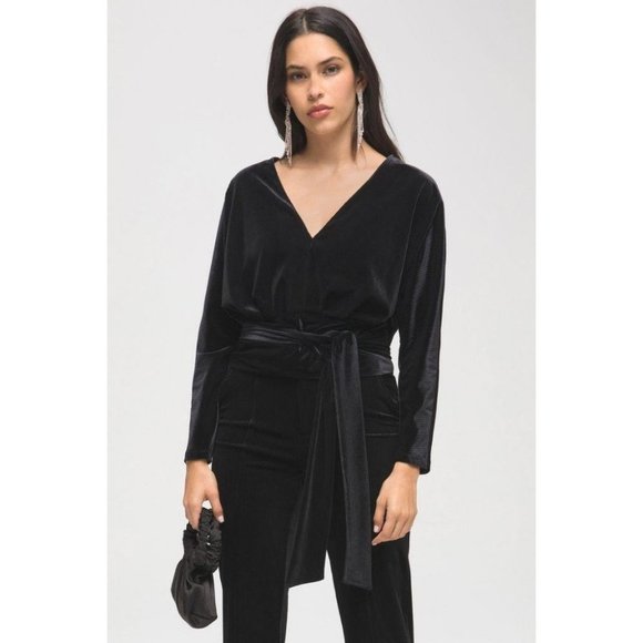 NWT Good American black ribbed velvet dolman velour dress up or down top - Picture 1 of 10